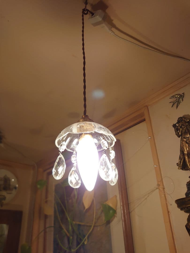 フランスアンティーク　プチシャンデリア　ペンダントランプ(灯具一式付)