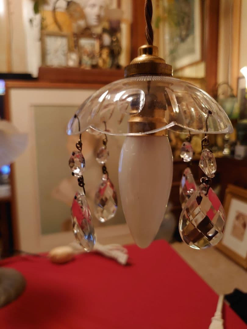 フランスアンティーク　プチシャンデリア　ペンダントランプ(灯具一式付)