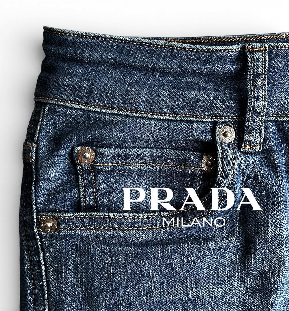 ray！PRADA軽量 ハイストレッチ ブランドタグ＆刻印デニムジーンズ