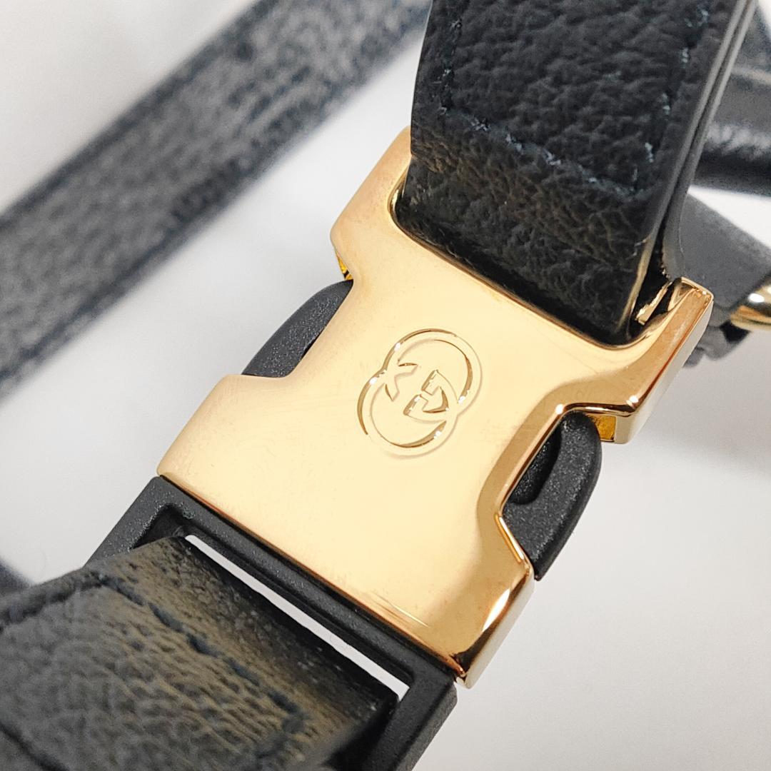 新品 未使用 グッチ インターロッキングG ドッグ ハーネス ブラックレザー S