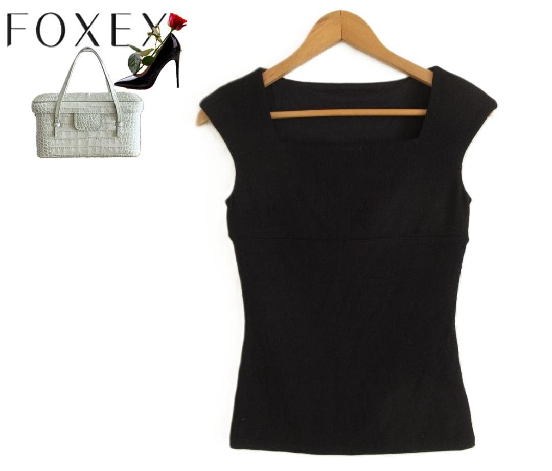 ★美品★FOXEY/フォクシータンクトップ 小顔タンク ストレッチリブ38