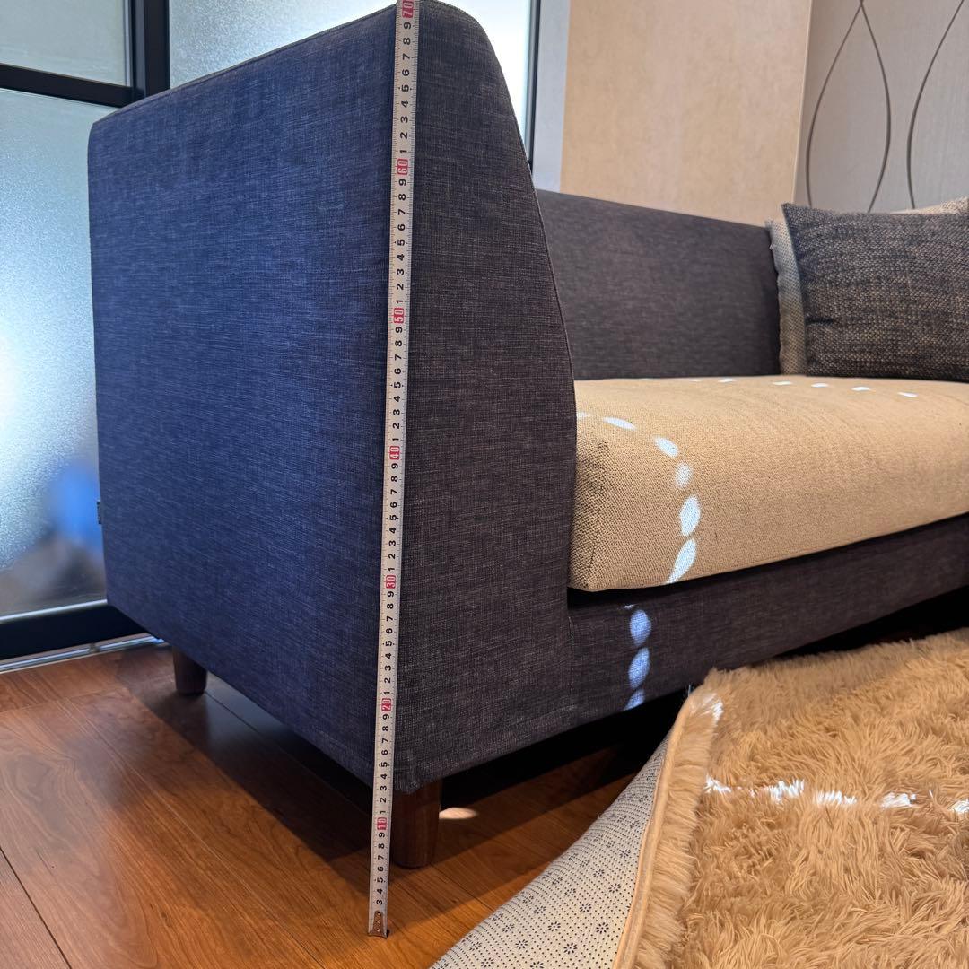 KEYUKA ケユカ L字型ソファ コーナーソファ 3人掛け ネイビー×グレー