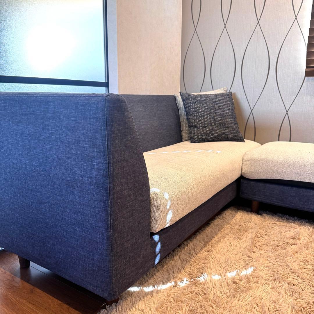 KEYUKA ケユカ L字型ソファ コーナーソファ 3人掛け ネイビー×グレー