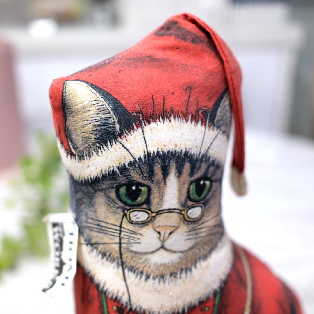 【未使用】アメリカ製 猫サンタクロース ドアストッパー