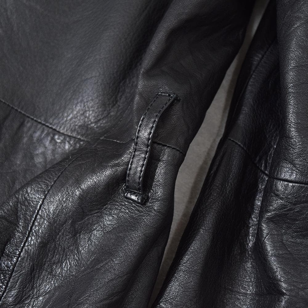 y2k TORNADO MART シワ加工 羊革 レザーコート 裏地ツイード 黒