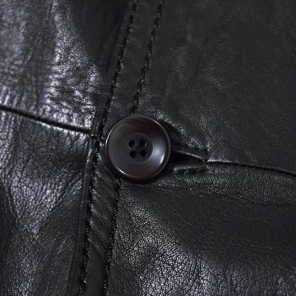 y2k TORNADO MART シワ加工 羊革 レザーコート 裏地ツイード 黒