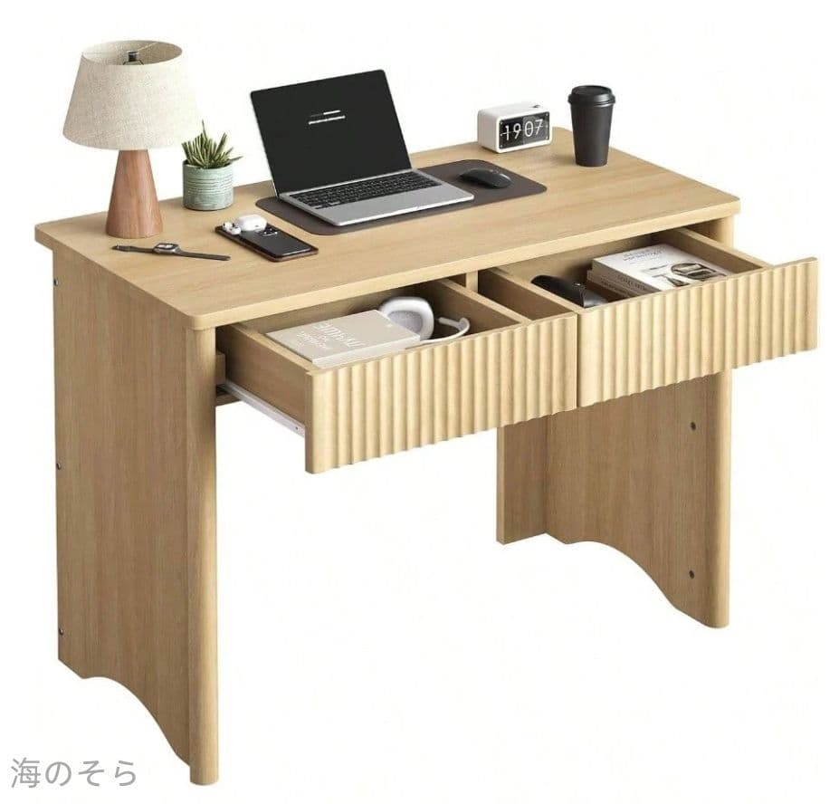 学習机 パソコンデスク シンプルデスク ナチュラル 引き出し付き 幅 100cm