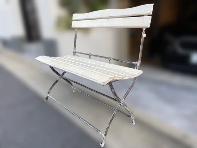 ホワイト折りたたみガーデンベンチ