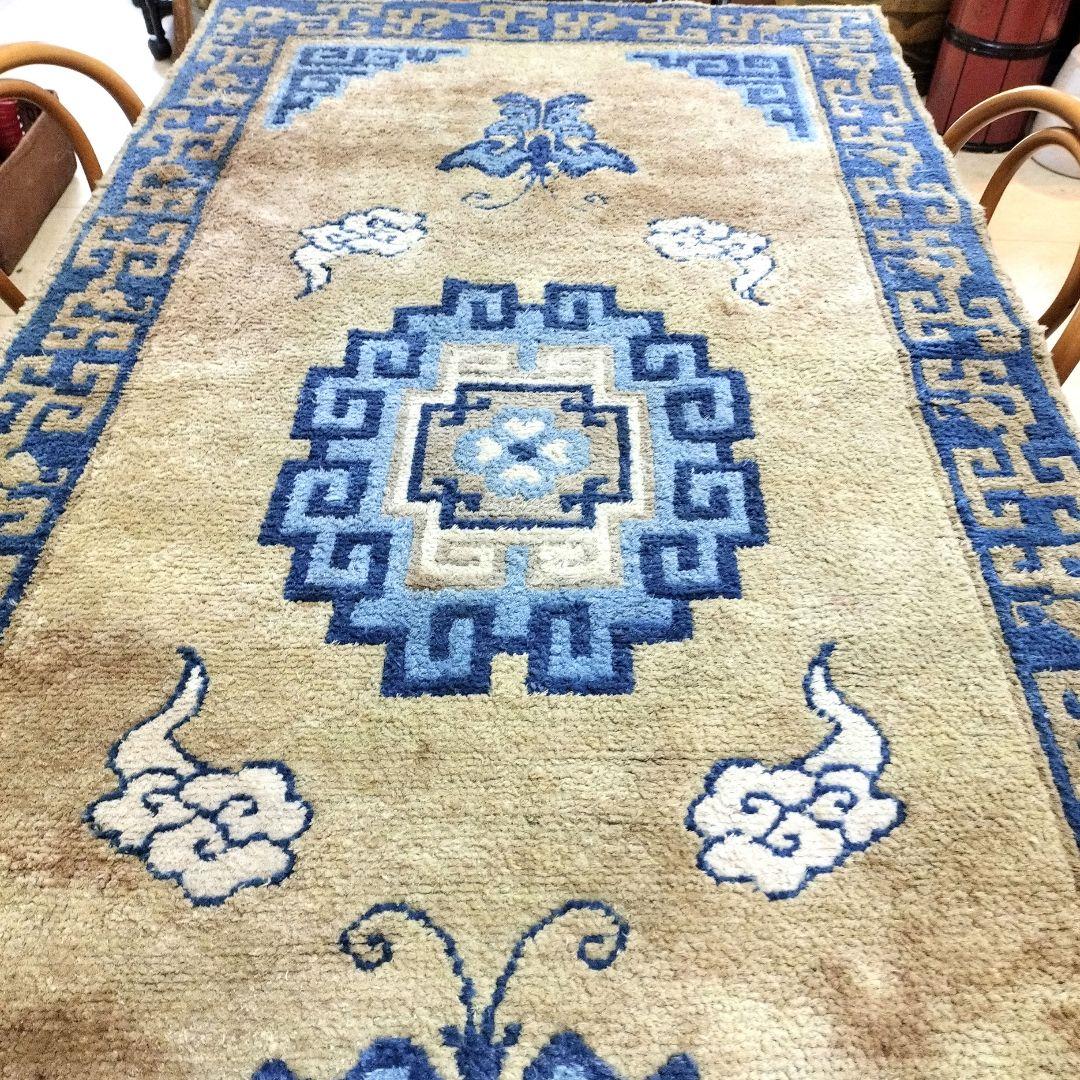 Beri777様　緞通　絨毯　古い敷物ラグ