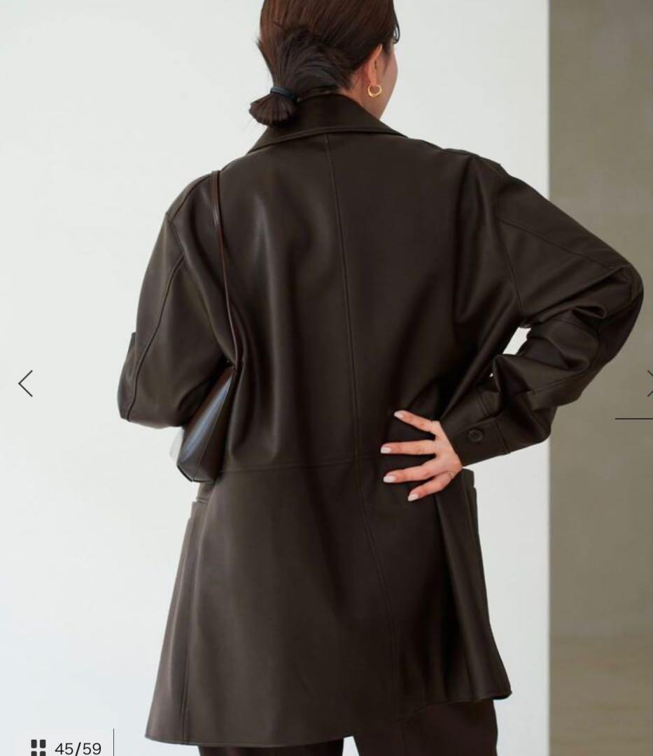 Plage Leather Like Car コート　ブラウン　38