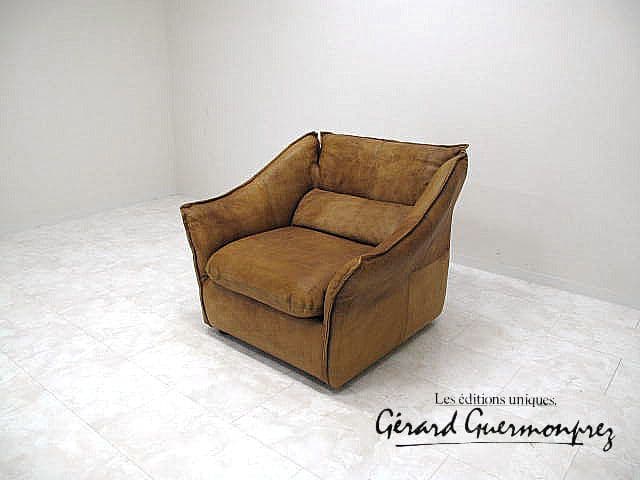 希少品ヴィンテージ　フランス　ジェラール・ゲルモンプレ　総革ソファ 本革1人掛け