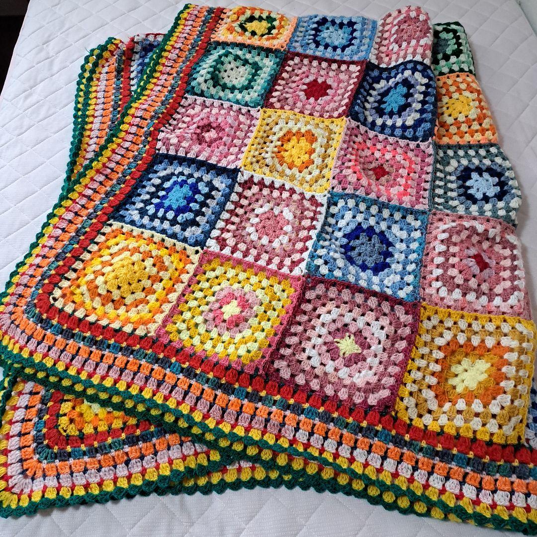 (146)カラフルグラニースクエアベッドカバー★160×205★値下げ中