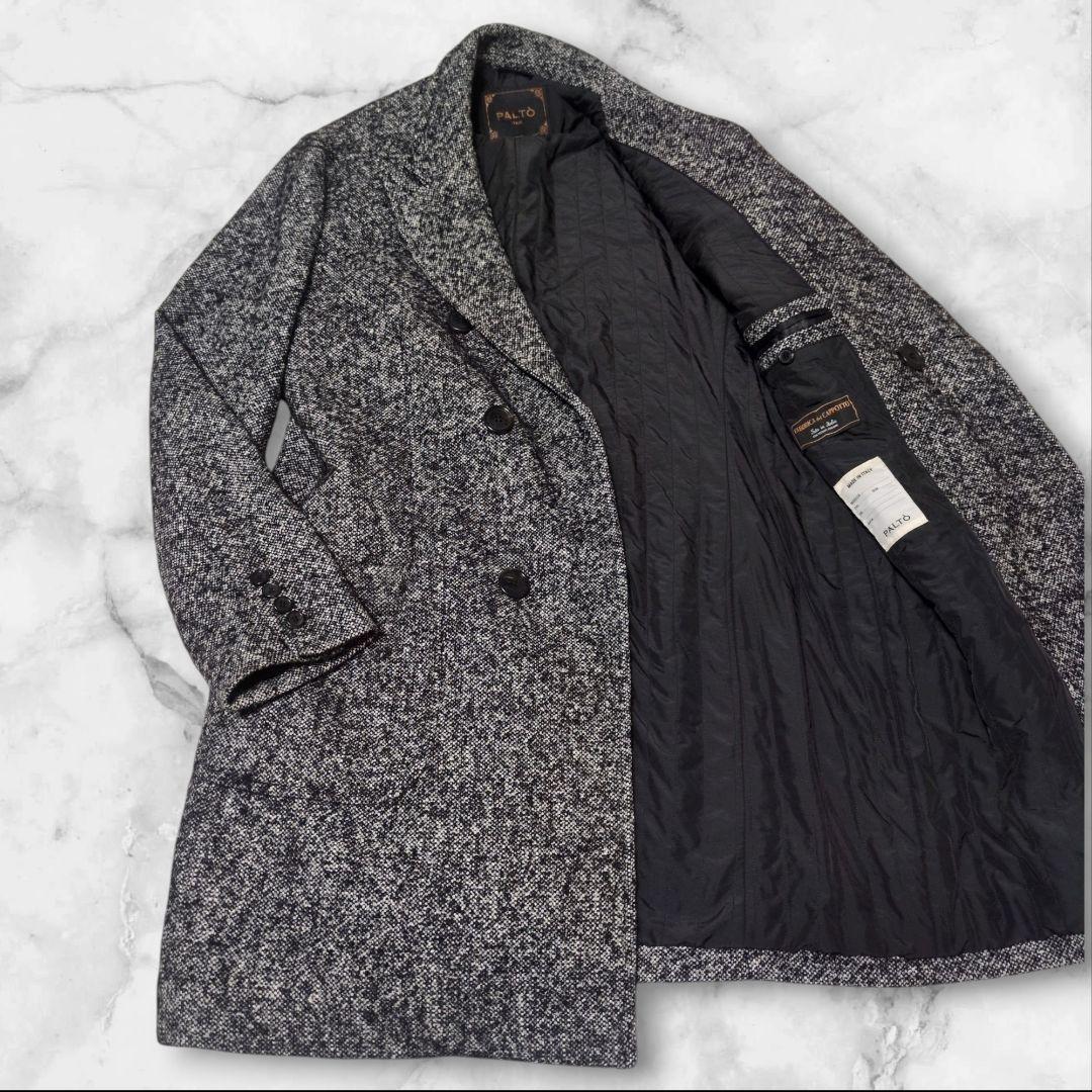新品✨PALTO シルク アンゴラ混 ダブル チェスターコート ツイード 2XL