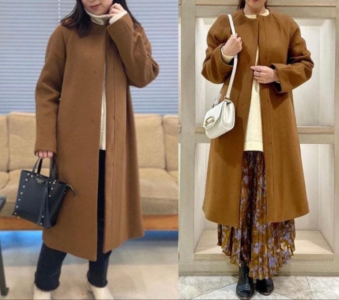 お値下げ✨美品✨デミルクス ビームス 4,6万円 ノーカラーコート ブラウン系