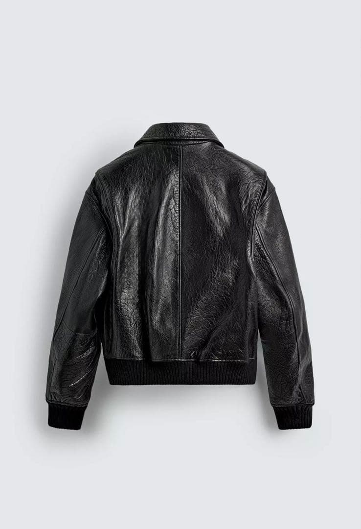 ZARA エンボス加工レザーバイカージャケット　Sサイズ