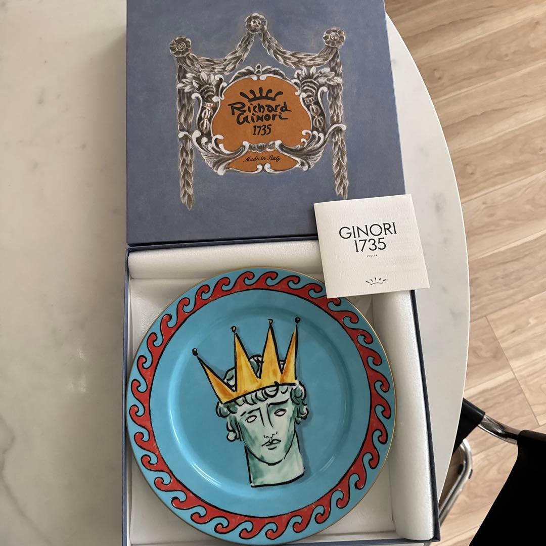 GINORI 28cmプレート　ホワイト・ブルー2枚セット
