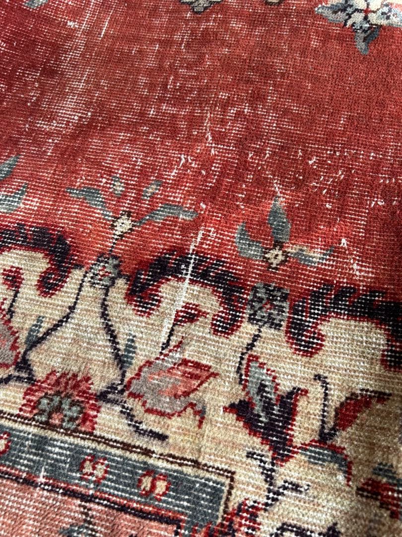 265×88 シャービー茜色 ハーフメダリオン ヴィンテージ トルコラグ