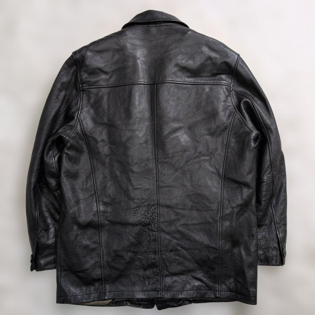 極上のシボ革★ヴィンテージ カーコート ライナー付 黒 実寸XL相当 超良品