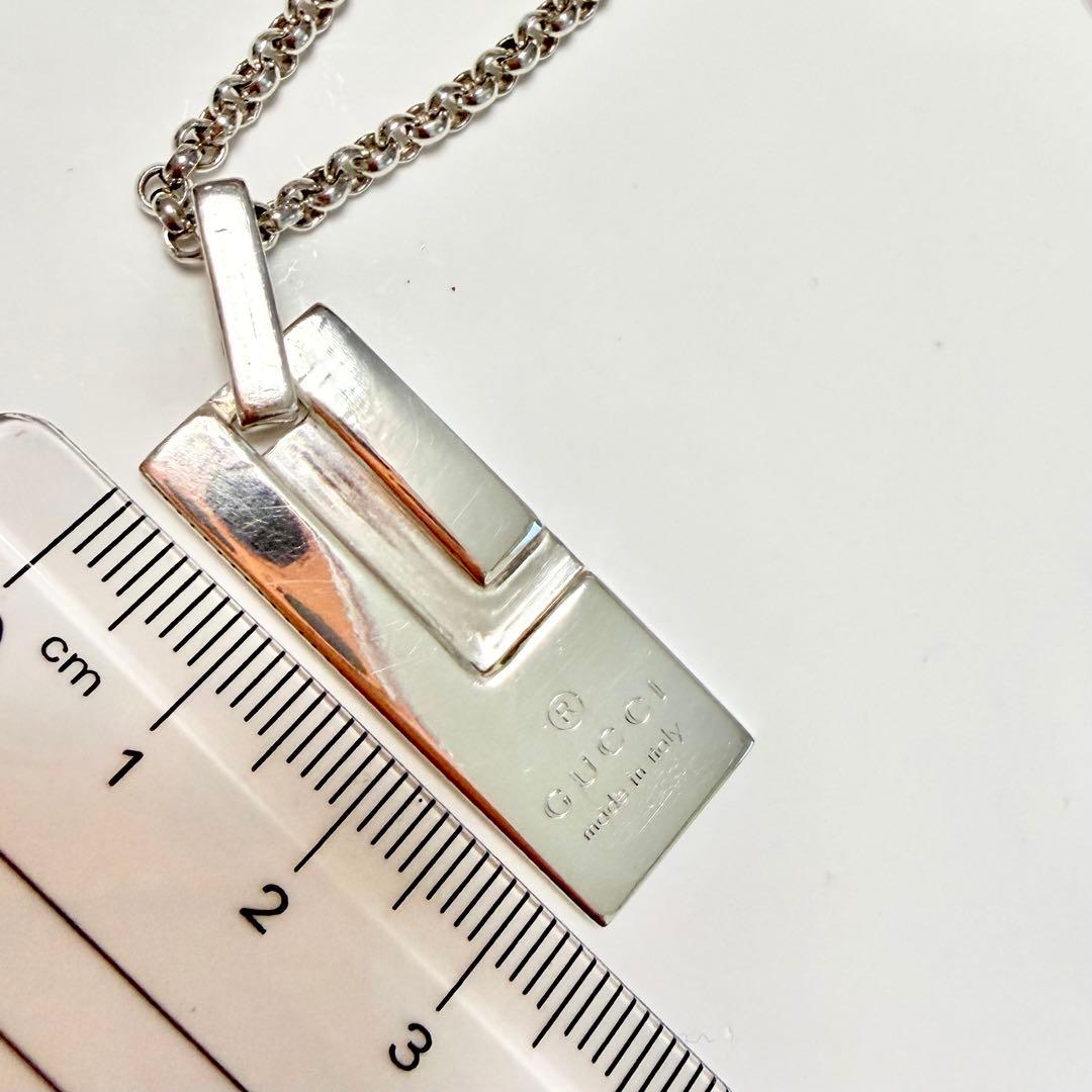 極美品 GUCCI グッチ シルバー 925 プレート Gロゴ ネックレス