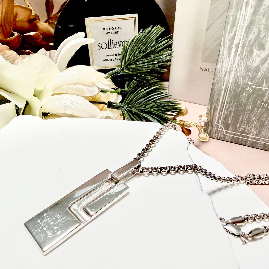 極美品 GUCCI グッチ シルバー 925 プレート Gロゴ ネックレス