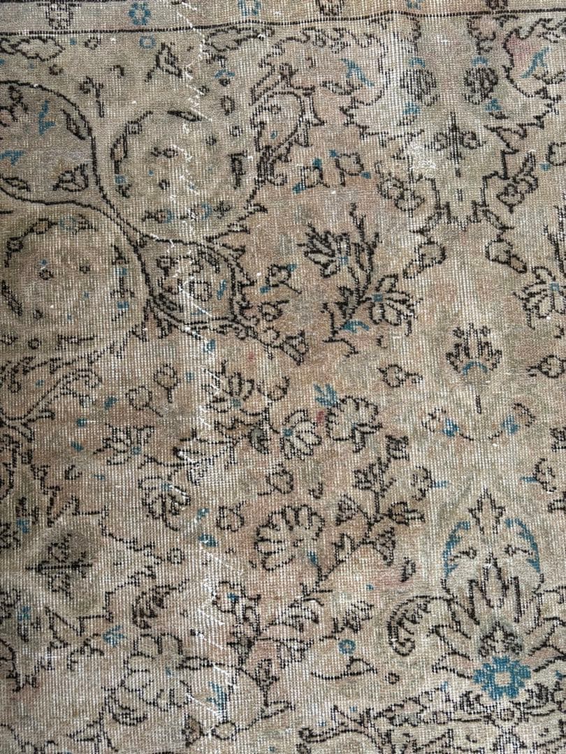 ヴィンテージラグ　トルコ　ボタニカルメダリオン　ベージュオーバーダイ　アナトリア