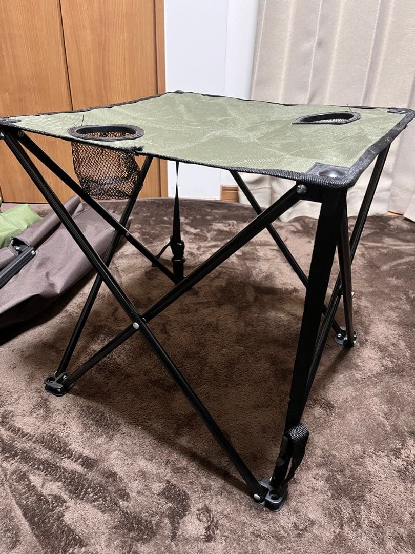 アウトドア用ハイバックチェア2脚とテーブルセット