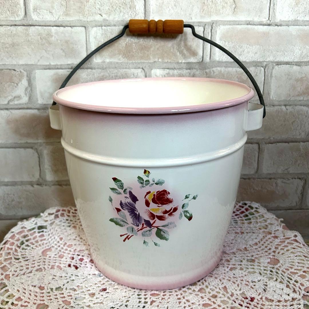 ♡ imane イマン プリンセスローズ ホーロー 蓋付きバケツ 大 レア ♡