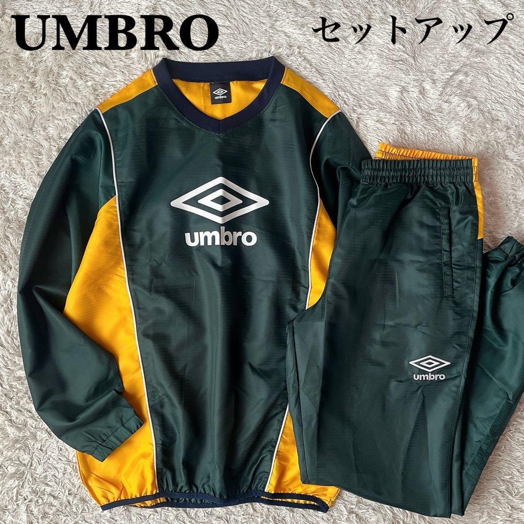 【美品】アンブロ ピステ 上下セットアップ ロゴプリント 緑×黄 メンズXL