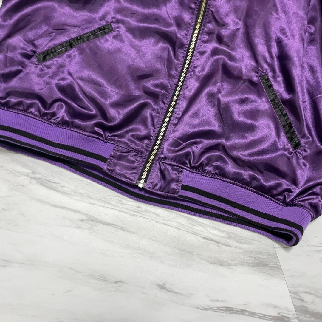 【専用】極美品 超希少3L⭐️絡繰 スカジャン 風神雷神 リバーシブル 黒×紫