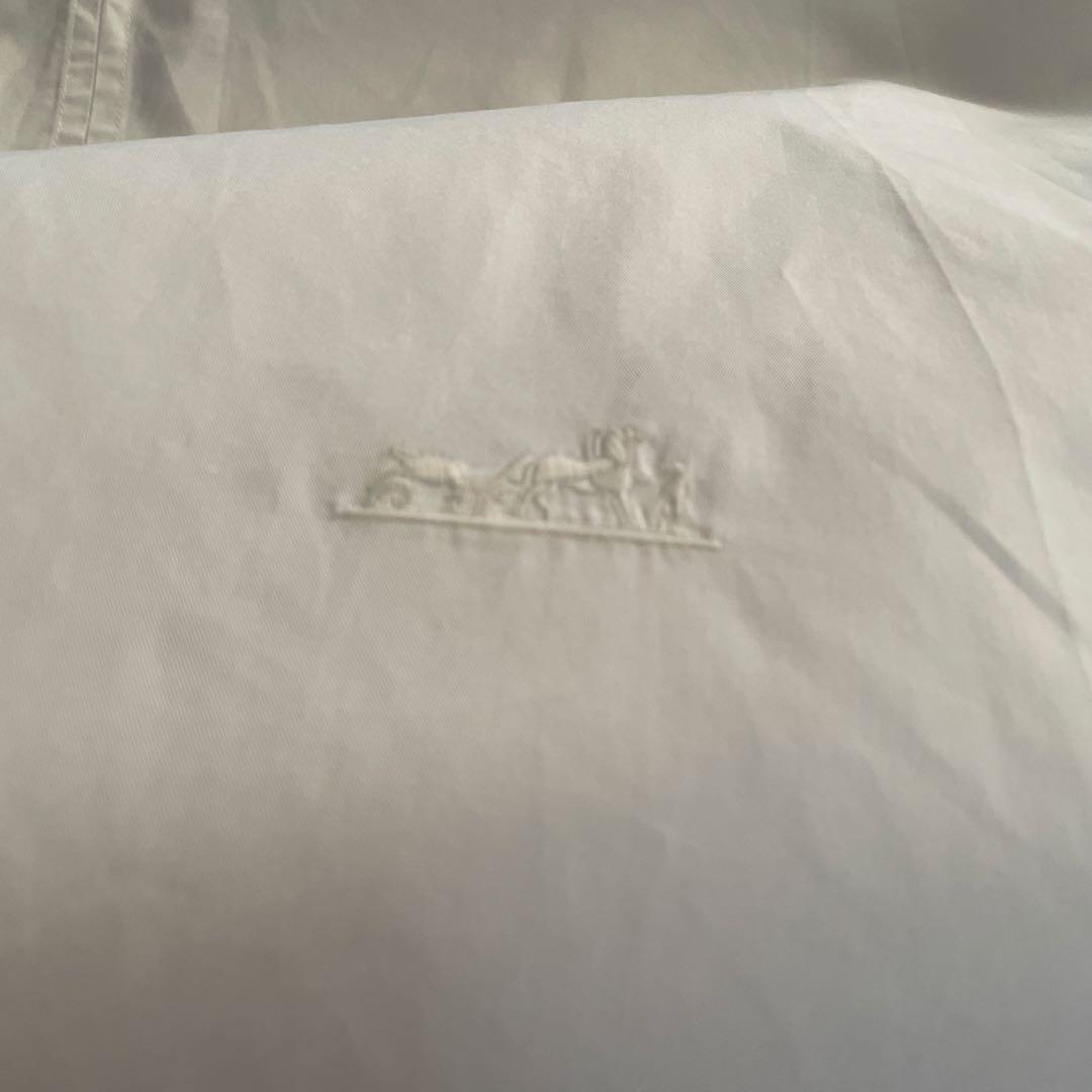 HERMES コットン白ブラウス