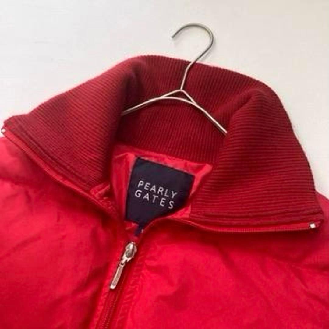【希少】パーリーゲイツ　ダウンジャケット リブ スタンドカラー 赤 レディース1