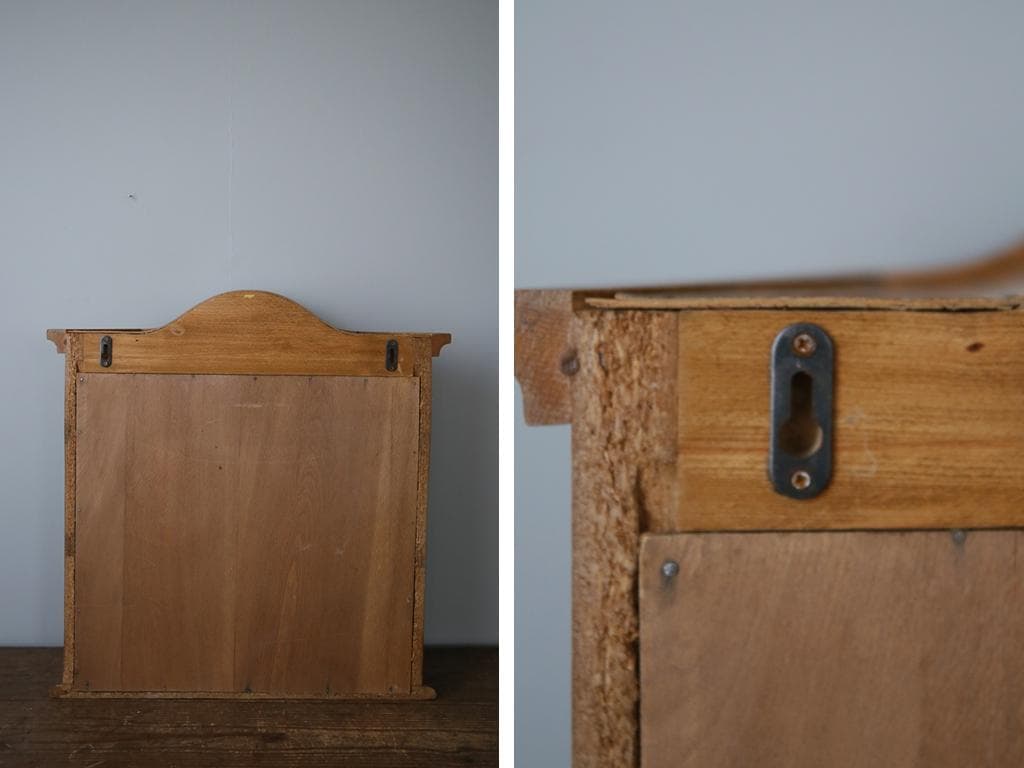 英国アンティーク壁掛けウォールキャビネット/木製シェルフ/飾り棚/(91-250