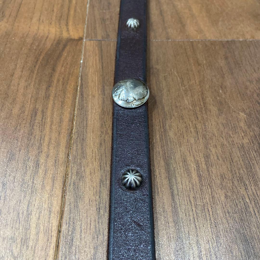 美品 OLD STUD インディアンコンチョ&アポロスタッズ ナローレザーベルト