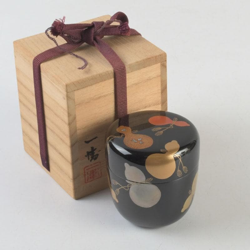 茶道具　加藤一衛造　瓢箪蒔絵　棗　共箱　V　9551