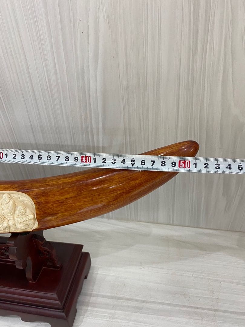 天然マンモス牙精巧な手作り彫刻羅漢置物