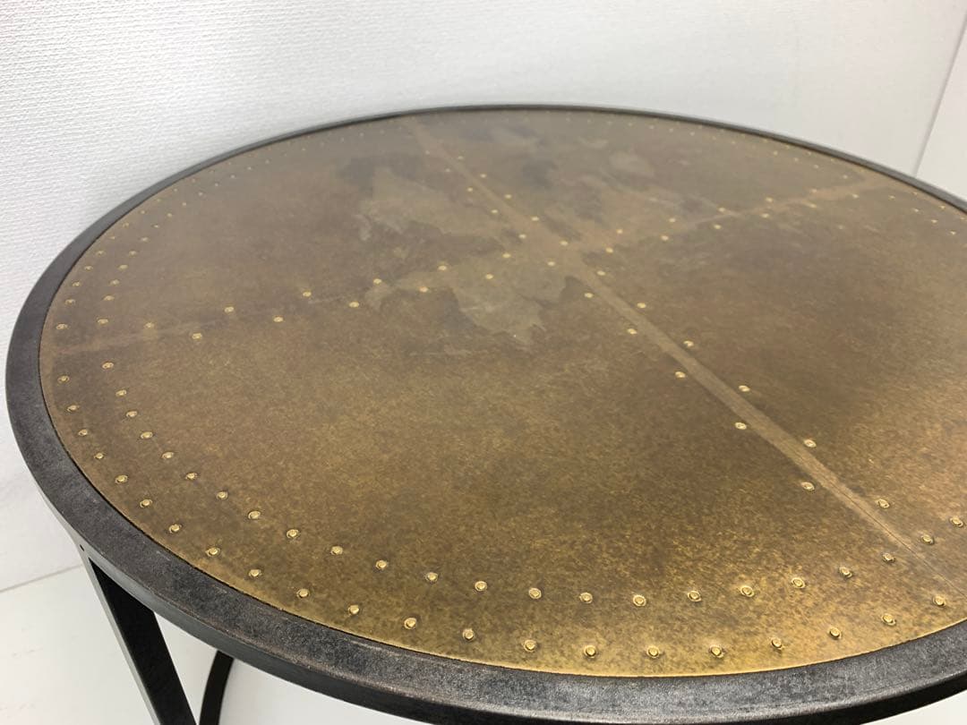 関家具 エルマ ラウンドサイドテーブル60 真鍮板 Φ60cm