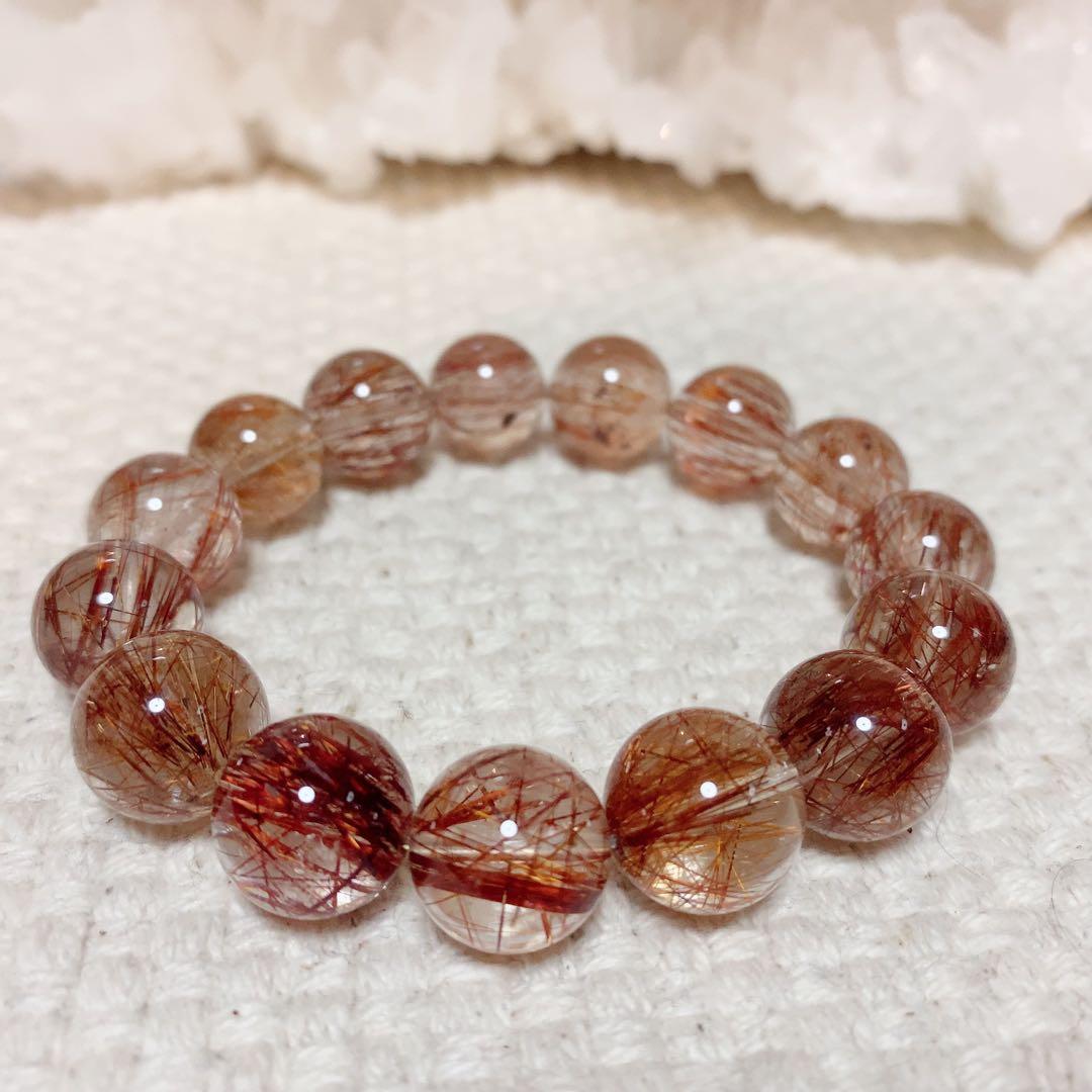 ★ 1/31まで値下　美麗【レッドルチルクォーツ】13mmブレスレット