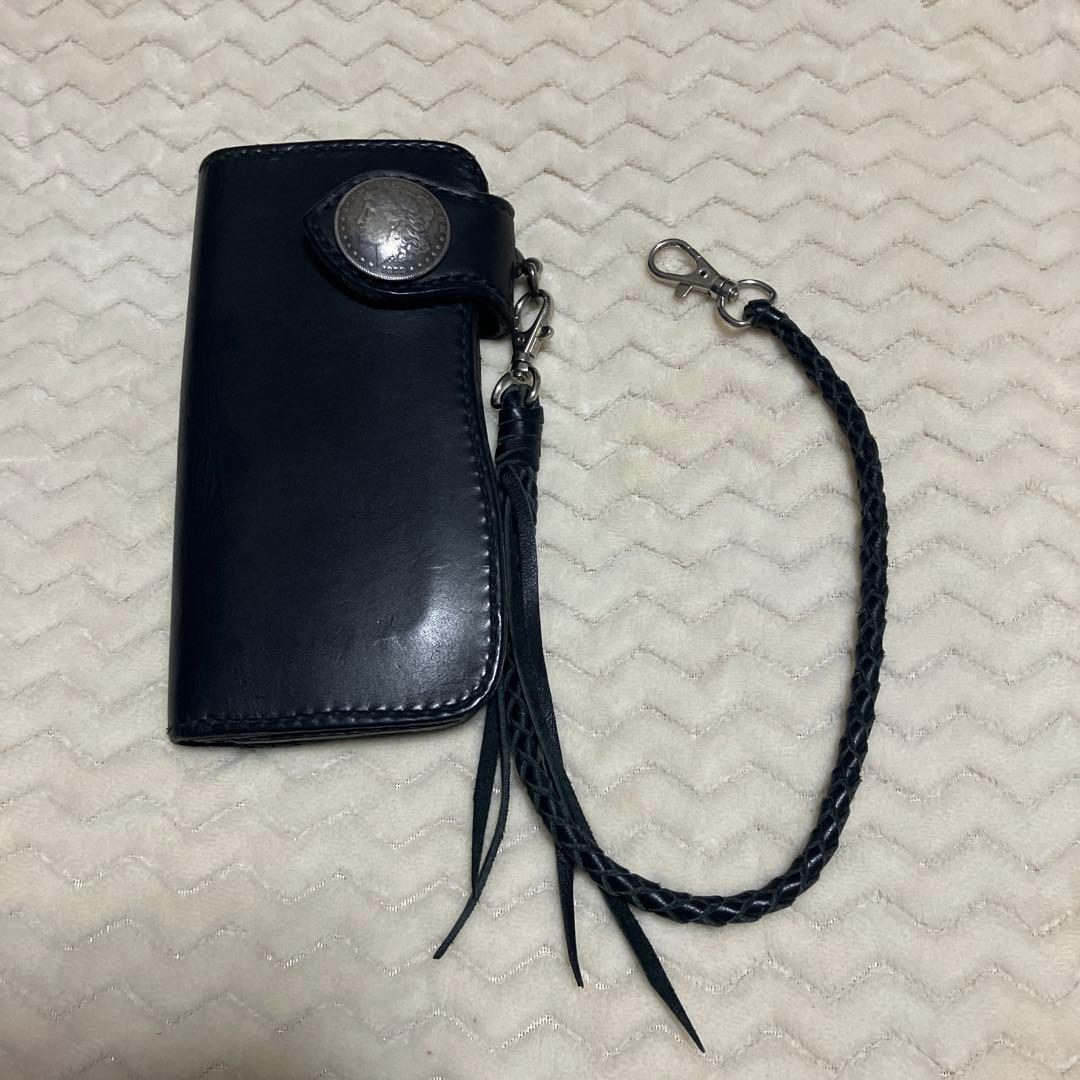(訳あり)バイカーズ　ロングウォレット　レザー　　レザーウォレットチェーン