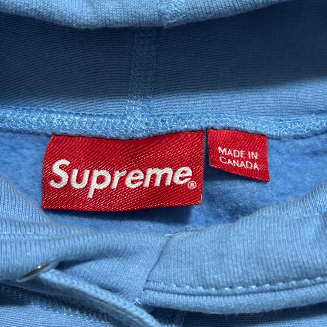 21 【極美品】シュプリーム　パーカー　ライトブルー　Mサイズ　モーションロゴ