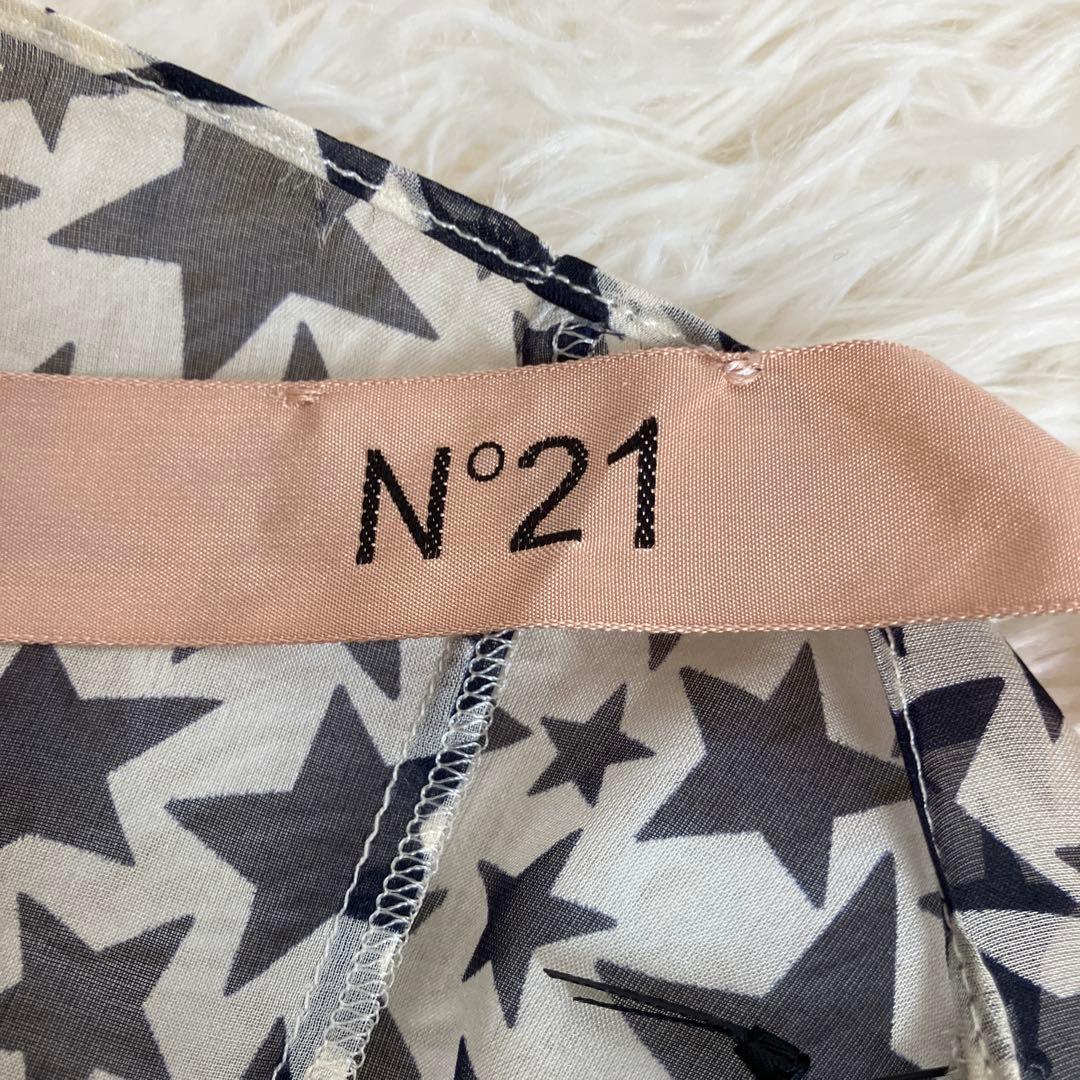 【美品】N°21 シフォンワンピース 絹100% スター 星柄 フレア