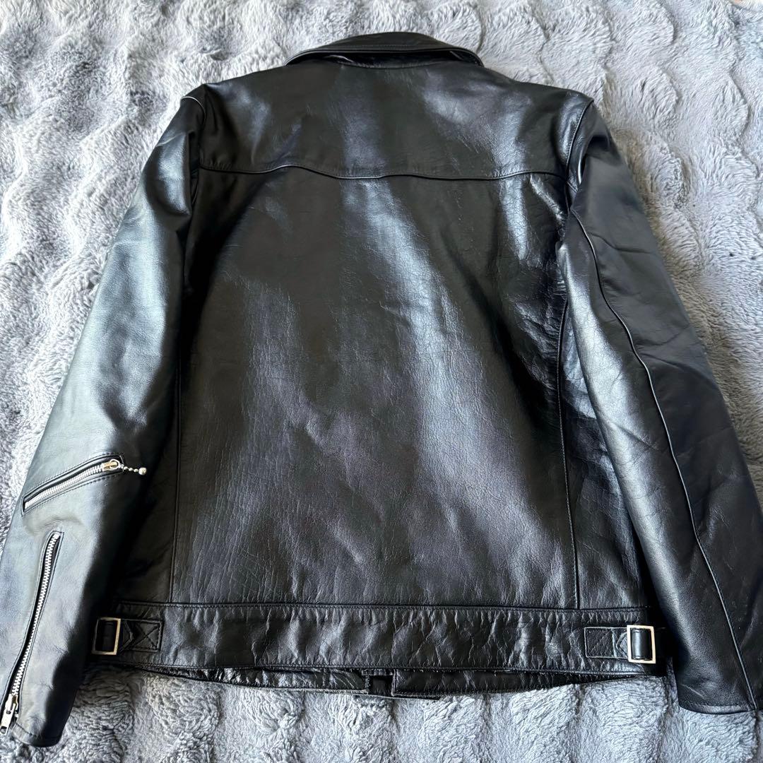 美品 HORN WORKS ブラック シングルライダース レザージャケット 3L