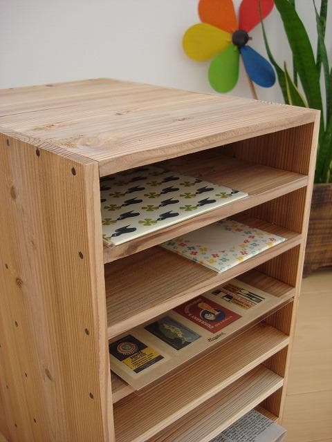 ★送料無料★サイズ変更可能★A4木製7段書類棚②無垢材収納オーダー可能ナチュラル