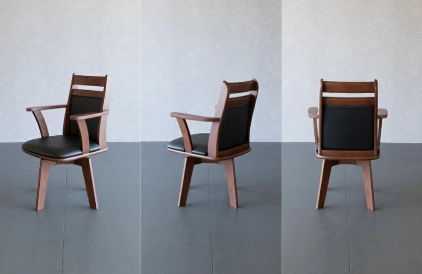 GLI DC PV 2脚　回転式ダイニングチェア　肘付アーム　ブラック＊ブラウン