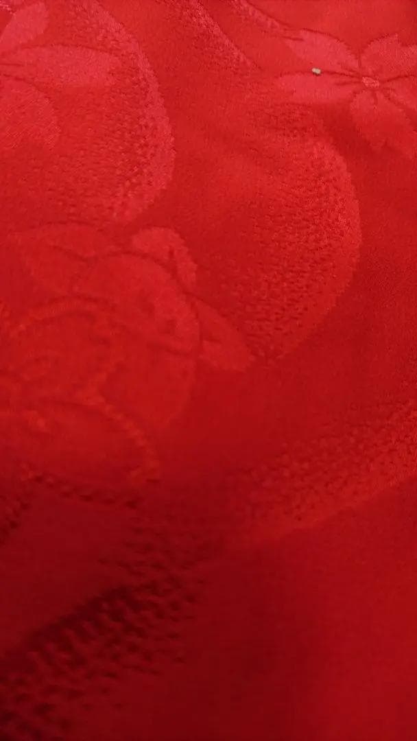 ○３歳用被布（七五三）正絹　地紋・桜桔梗　赤