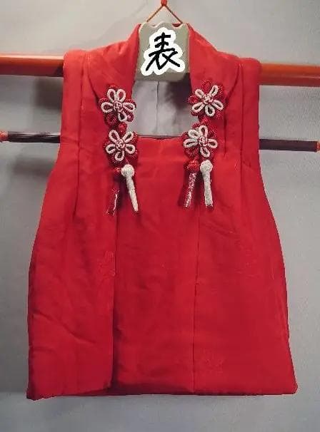 ○３歳用被布（七五三）正絹　地紋・桜桔梗　赤