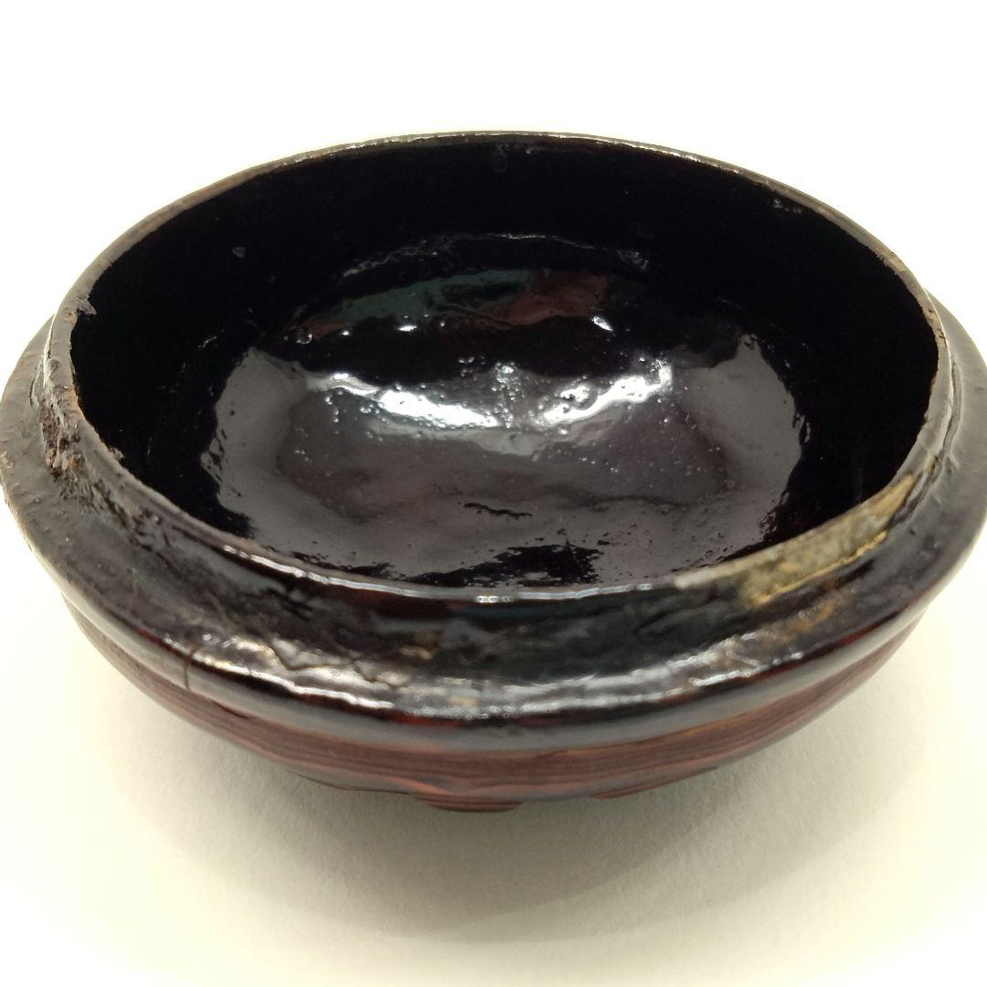 H389 中国 堆朱屈輪香合 茶道具 具利堆黒彫漆 　FF