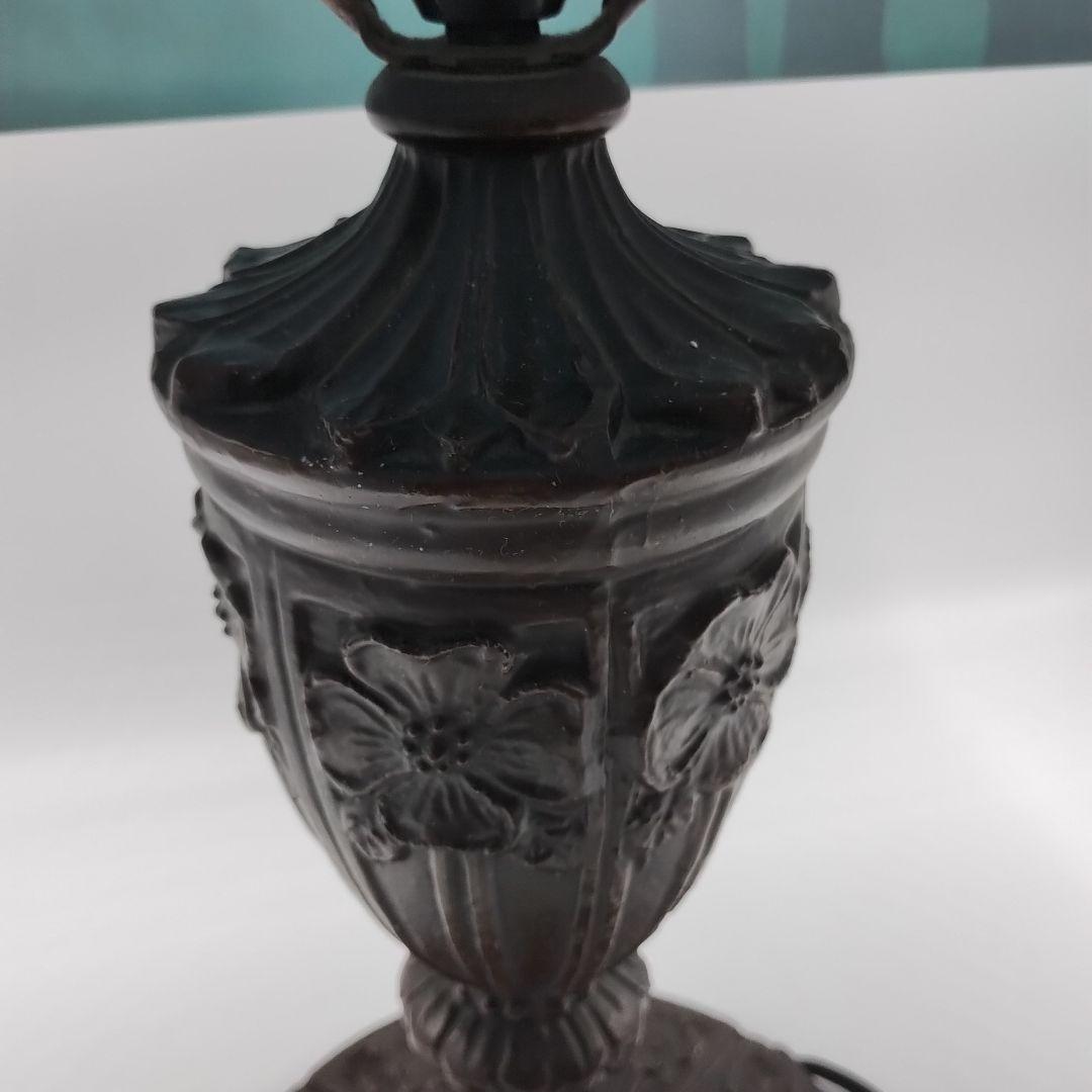 c【 美品 】高さ58㎝ ティファニー 鳥 花柄 大型ガラスシェードランプ