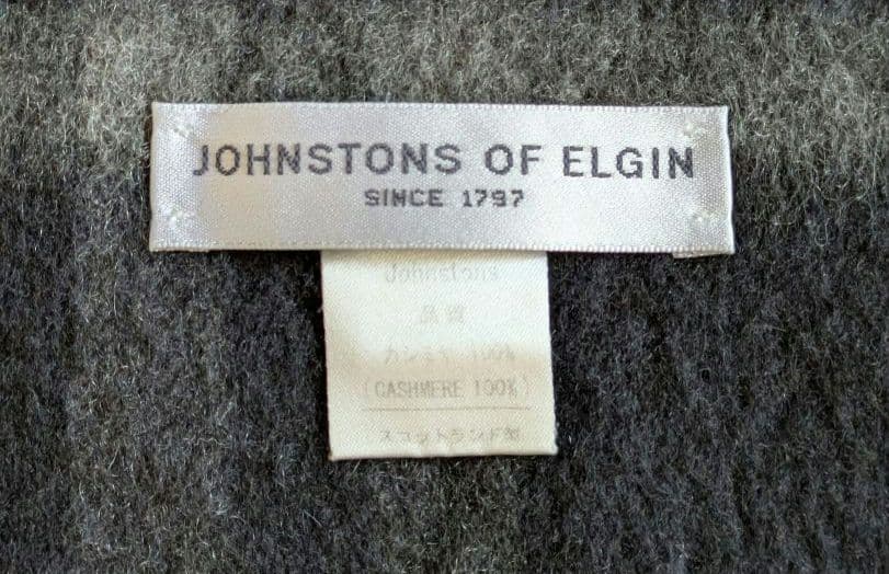 ジョンストンズ大判 ネイビー×グレー カシミア
