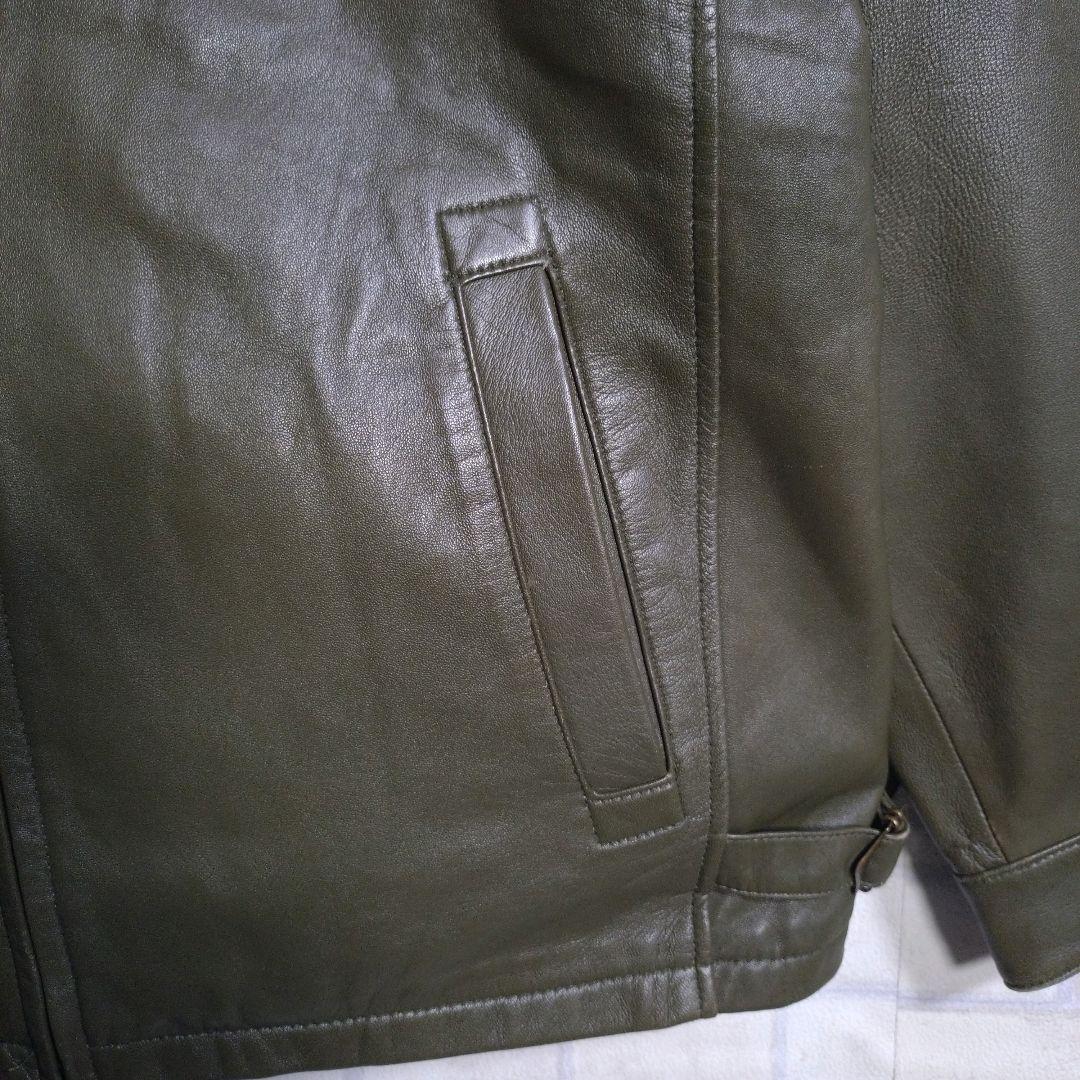 リアルレザー★レアカラー 羊革 シングル ライダースジャケット 革ジャン L程度