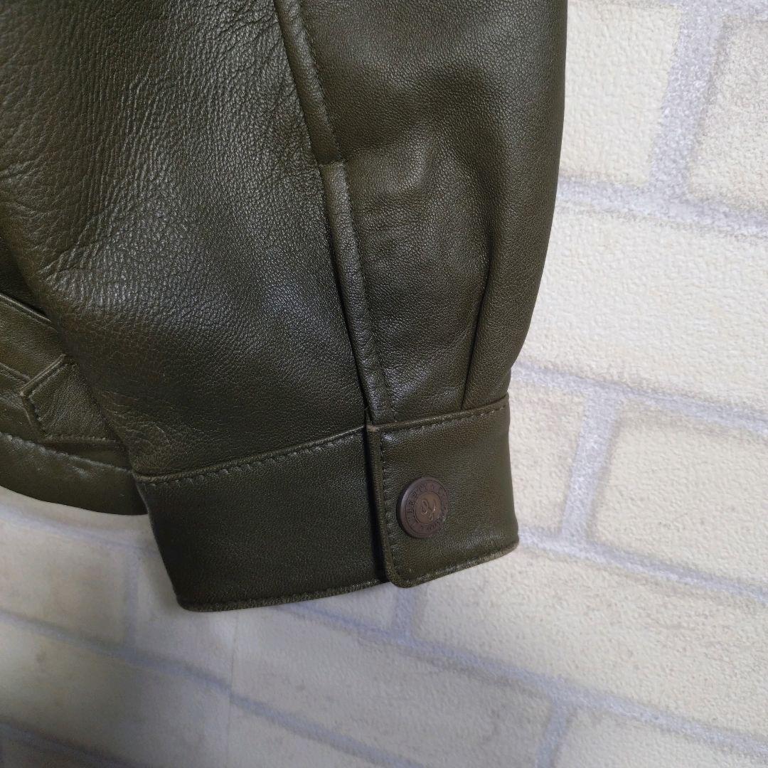 リアルレザー★レアカラー 羊革 シングル ライダースジャケット 革ジャン L程度